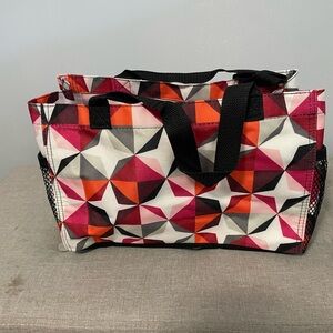 Thirty-One Geometric Tote Bag - Red, Pink, Black